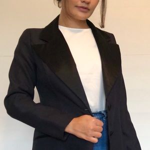 Vintage ✨ Black Satin Collared Suit Jacket